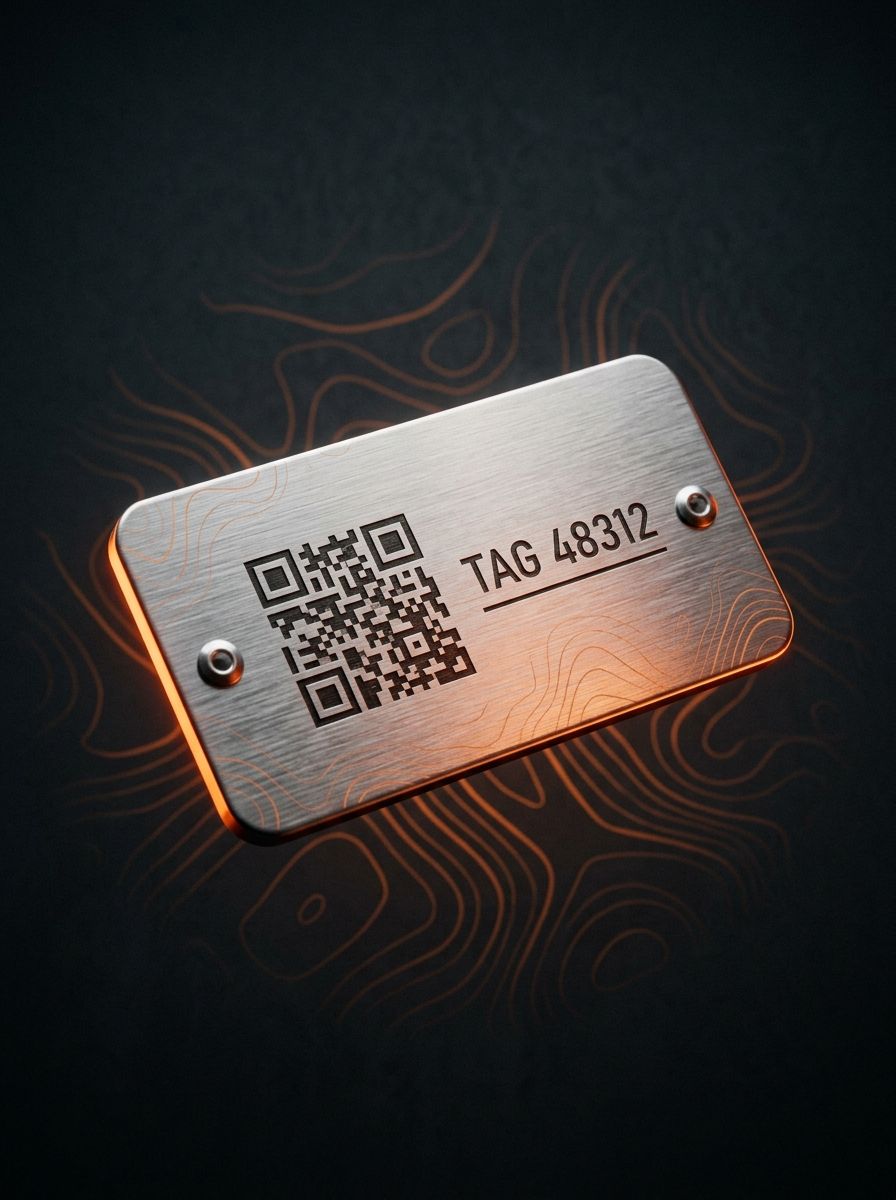 Placa de aluminio grabada con código QR